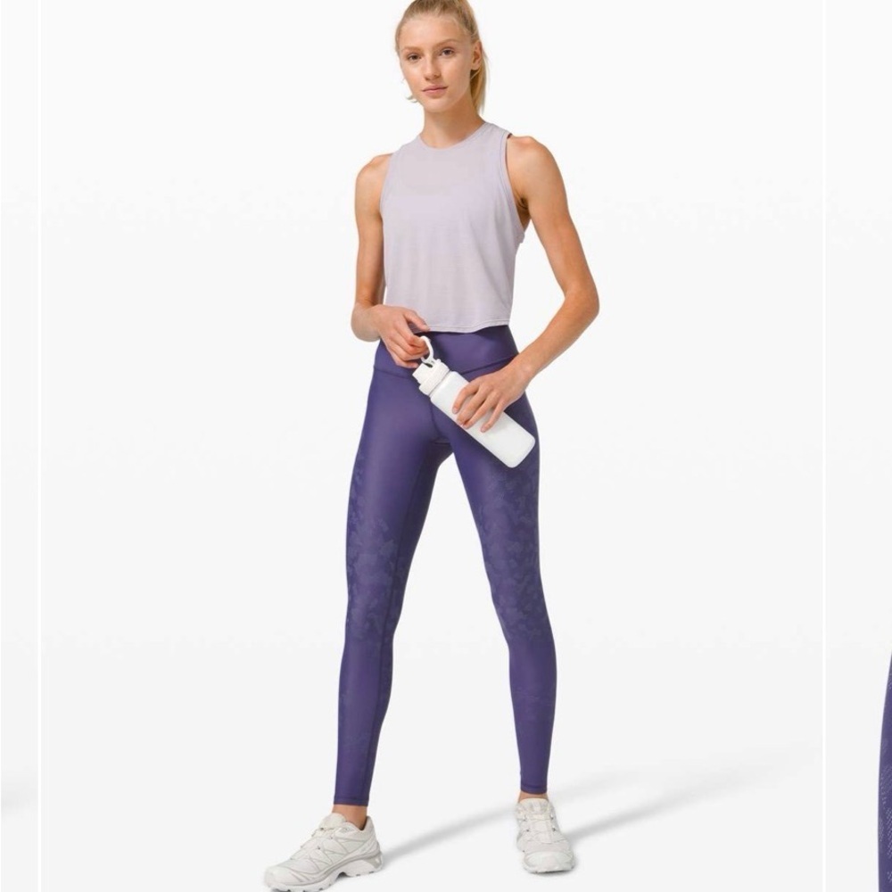 Lululemon Mapped Out High Rise Leggings 28” Camo Purple Size 6